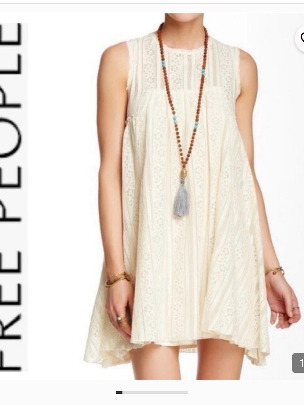 Free People Cream Lace Tank Swing Dress